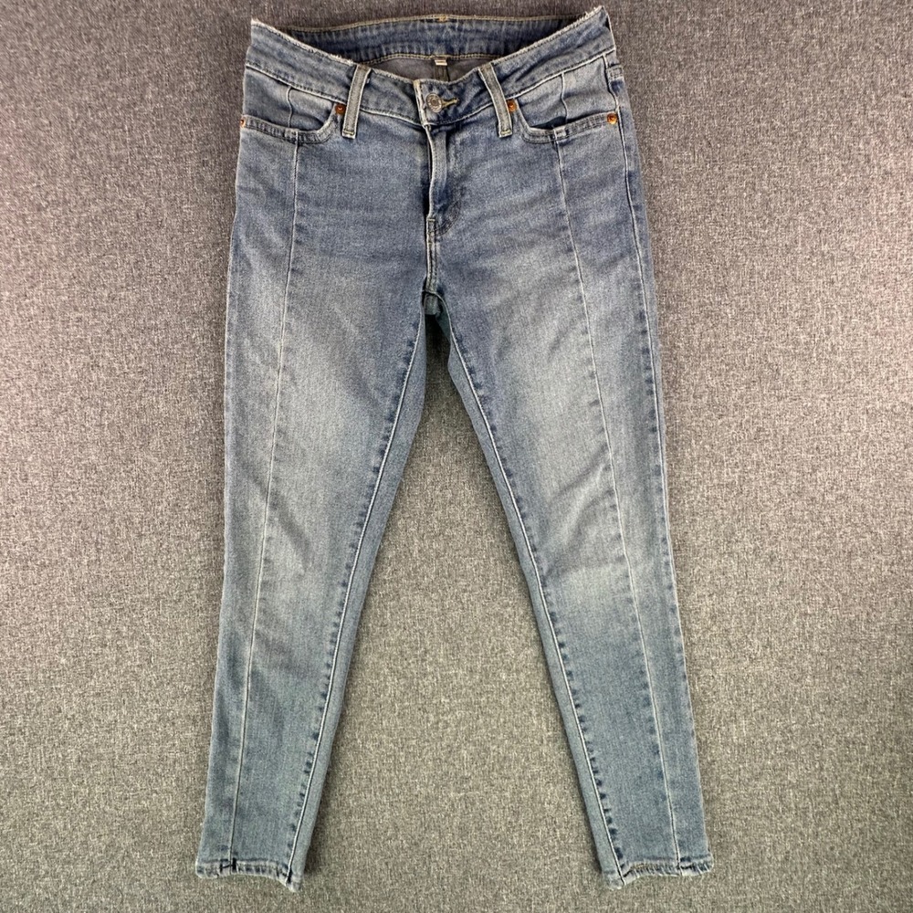 Levi's Jeans Women 25 Seam Front Blue Stretch Denim Skinny Medium Wash